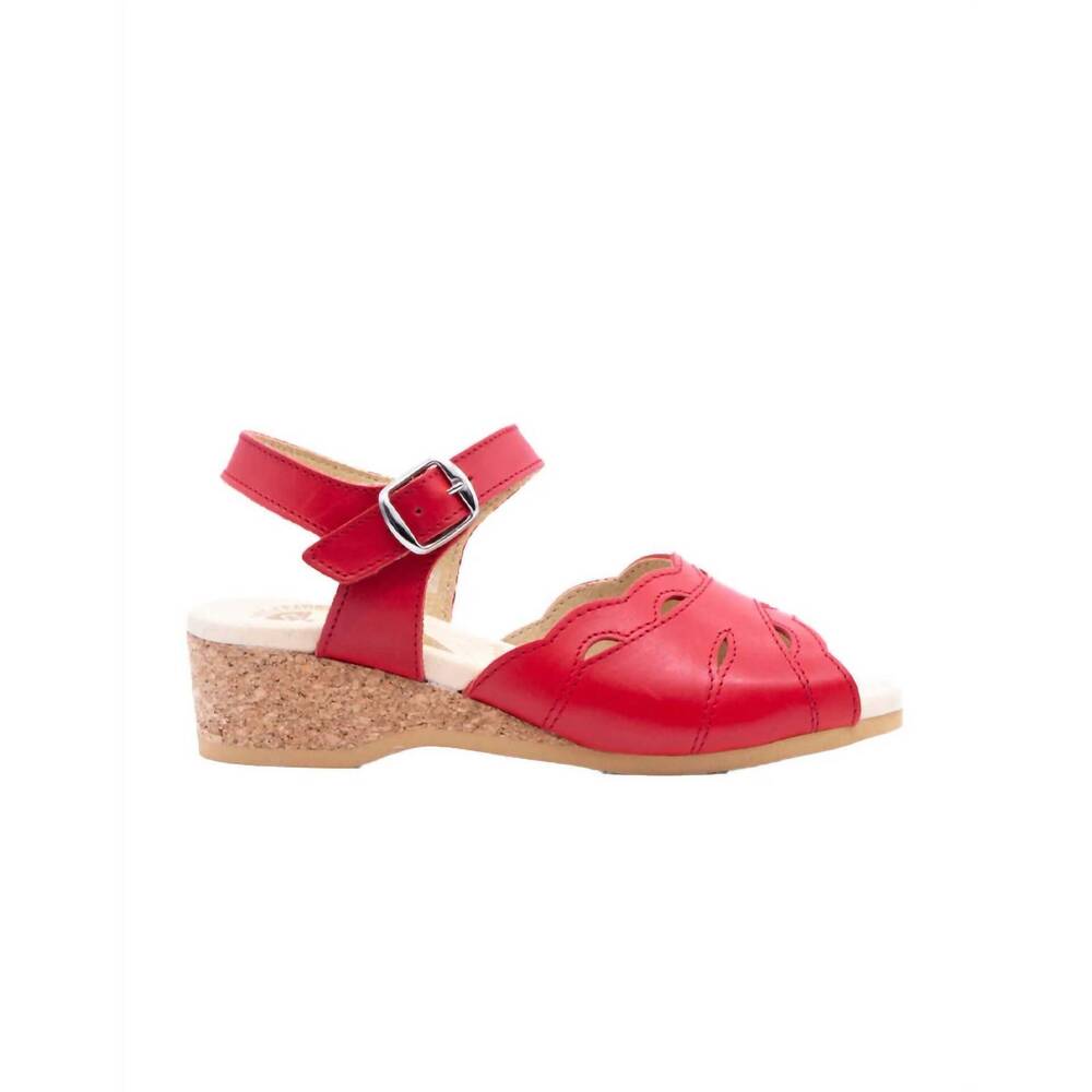 NEW WORISHOFER women's ariel cork wedge sandals in red